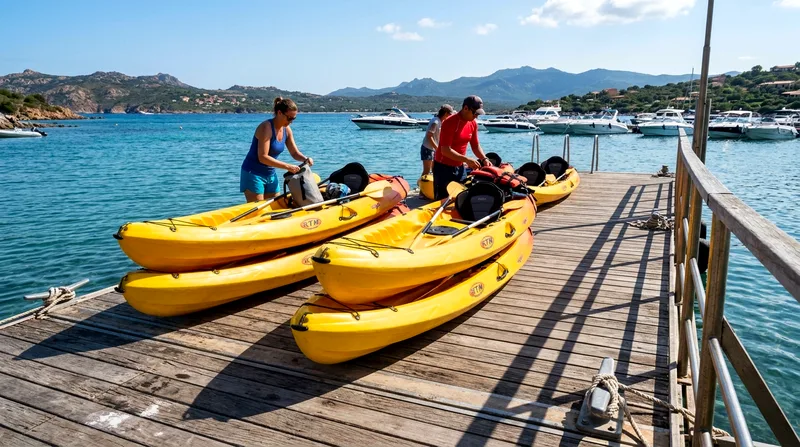 Sit-on-top kayaks lined up on a boat deck at Ko Wua Talap pier